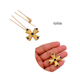 Handmade Peridot Cross Pendants, 18k Gold Plated Cross Necklace 5374