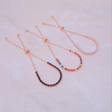 Handmade Rose Gold Plated Chain Gemstone Bracelet, Zircon Prong Bracelet for Gifts T
