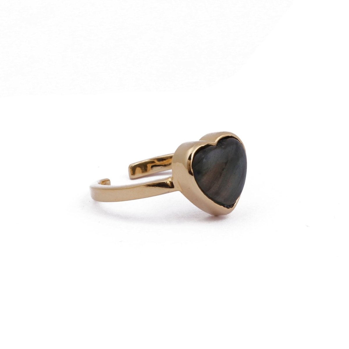 Heart Gold Plated Ring Labradorite Gemstone Ring