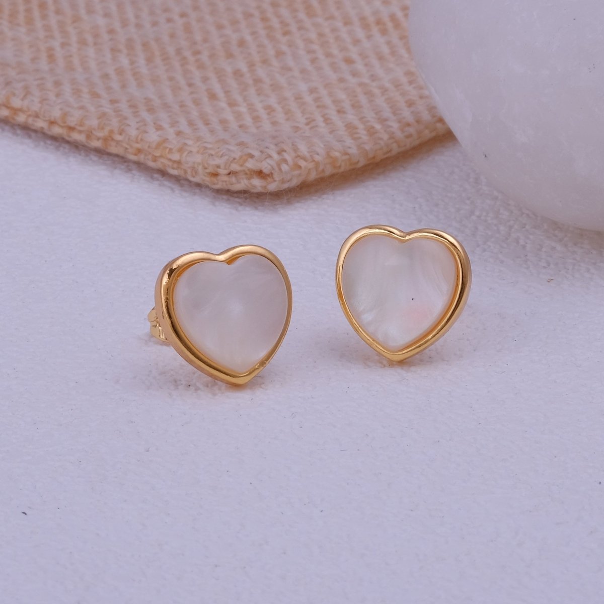 Heart of Pearl – Gold Plated Mother of Pearl Stud Earrings