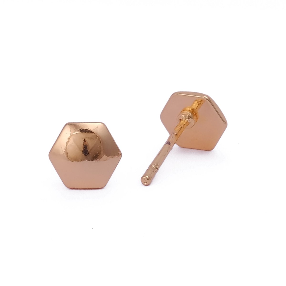 Hexagon Stud Earrings Minimalist Geometric Gold Plated Jewelry