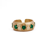 Emerald Quartz Ring Gold Plated Prong Setting Gemstone Adjustable Open Band Ring Emerald Quartz