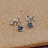 Iolite Quartz Gemstone Stud Earrings Tiny Aesthetic Star Earrings Silver Plated Jewelry