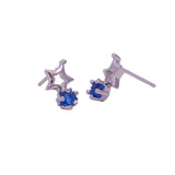 Iolite Quartz Gemstone Stud Earrings Tiny Aesthetic Star Earrings Silver Plated Jewelry