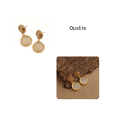 Iolite Round Shape Faceted Drop Earrings with Hammered Gold Plated Stud CE - 1038
