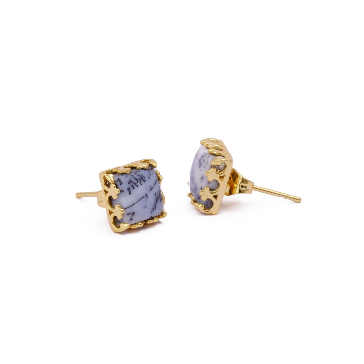Labradorite Gemstone Earrings Stud, Square Shape Stud Earring, Gold Plated Stud Earring C