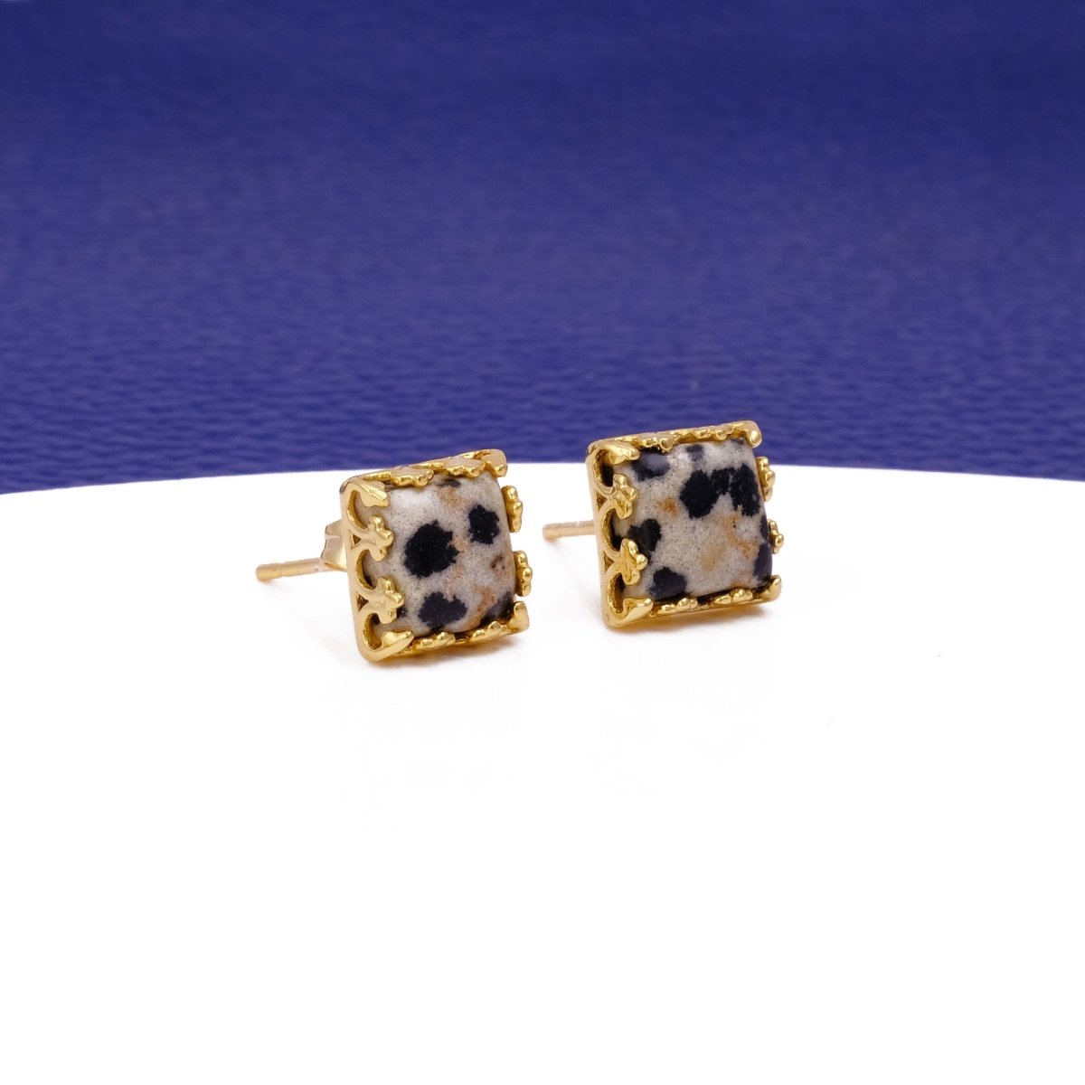 Labradorite Gemstone Earrings Stud, Square Shape Stud Earring, Gold Plated Stud Earring C