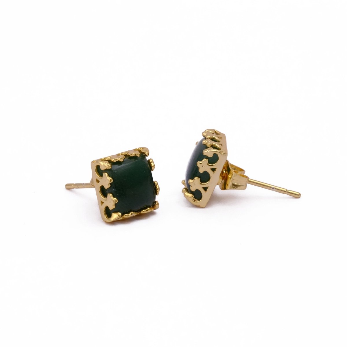 Labradorite Gemstone Earrings Stud, Square Shape Stud Earring, Gold Plated Stud Earring C