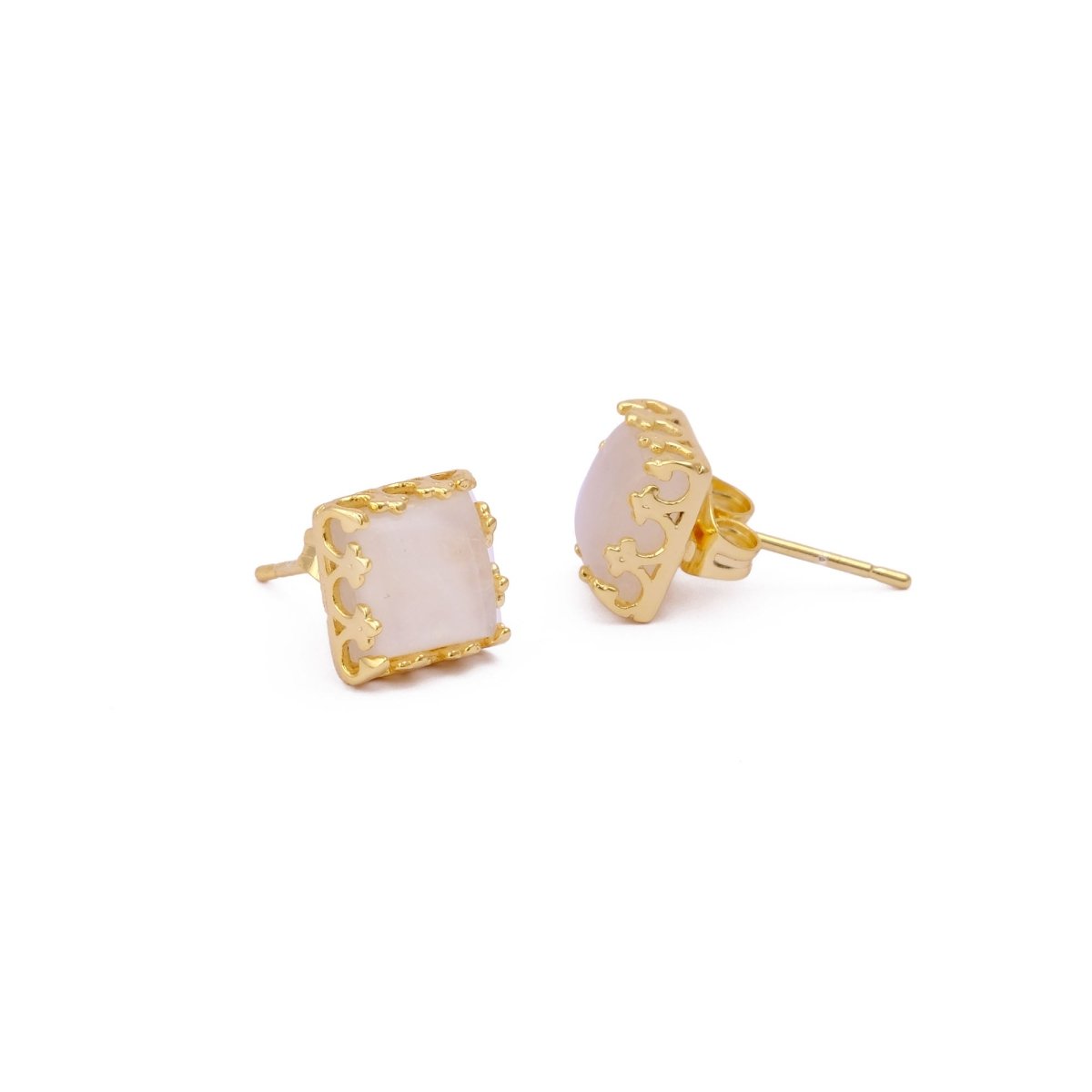Labradorite Gemstone Earrings Stud, Square Shape Stud Earring, Gold Plated Stud Earring C