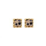 Labradorite Gemstone Earrings Stud, Square Shape Stud Earring, Gold Plated Stud Earring C Dalmatian Jasper