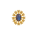 Labradorite Gemstone Ring Gold Plated Floral Statement Jewelry Brass Handmade ring