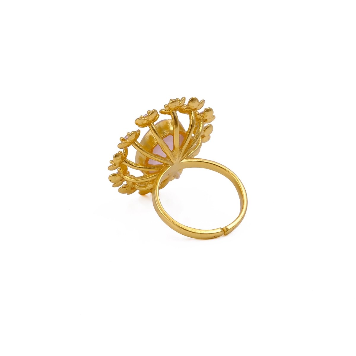 Labradorite Gemstone Ring Gold Plated Floral Statement Jewelry Brass Handmade ring