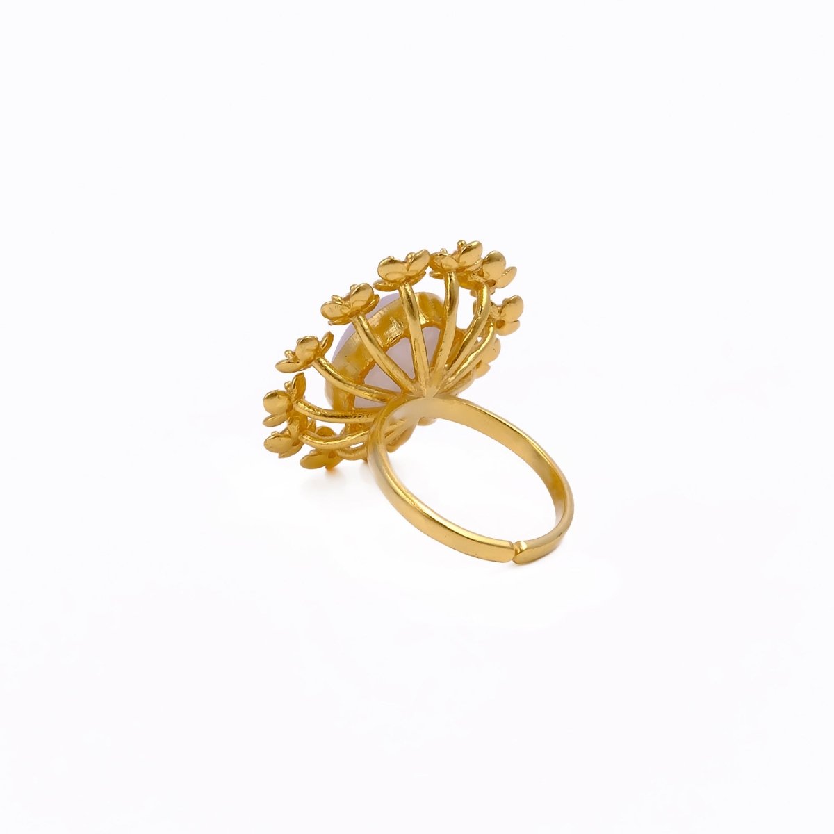 Labradorite Gemstone Ring Gold Plated Floral Statement Jewelry Brass Handmade ring