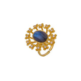 Labradorite Gemstone Ring Gold Plated Floral Statement Jewelry Brass Handmade ring