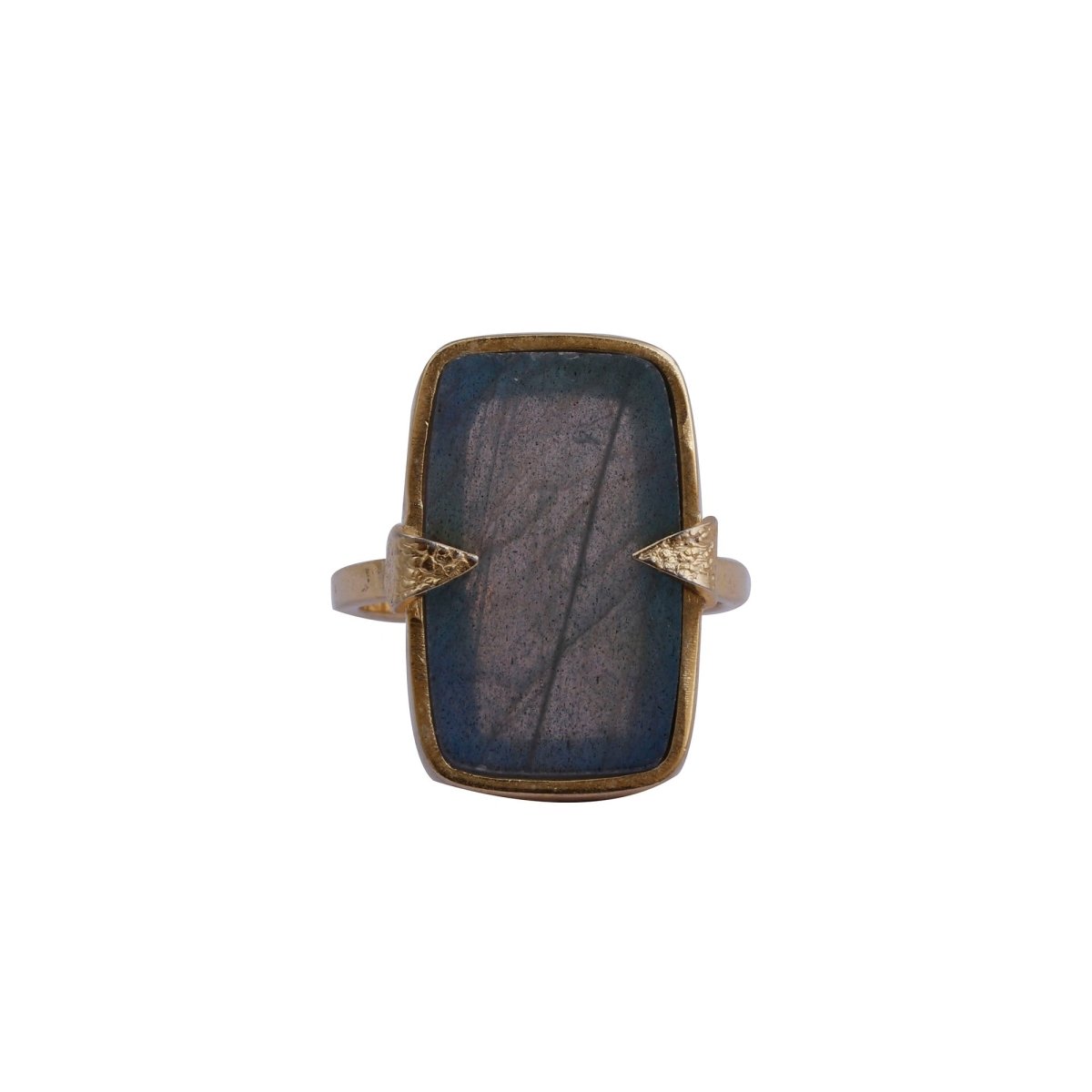 Labradorite Gemstone Ring Gold Plated Rectangular Ring