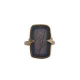 Labradorite Gemstone Ring Gold Plated Rectangular Ring