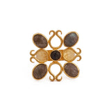 Labradorite Gemstones Ring Gold Plated Floral Design Statement Ring