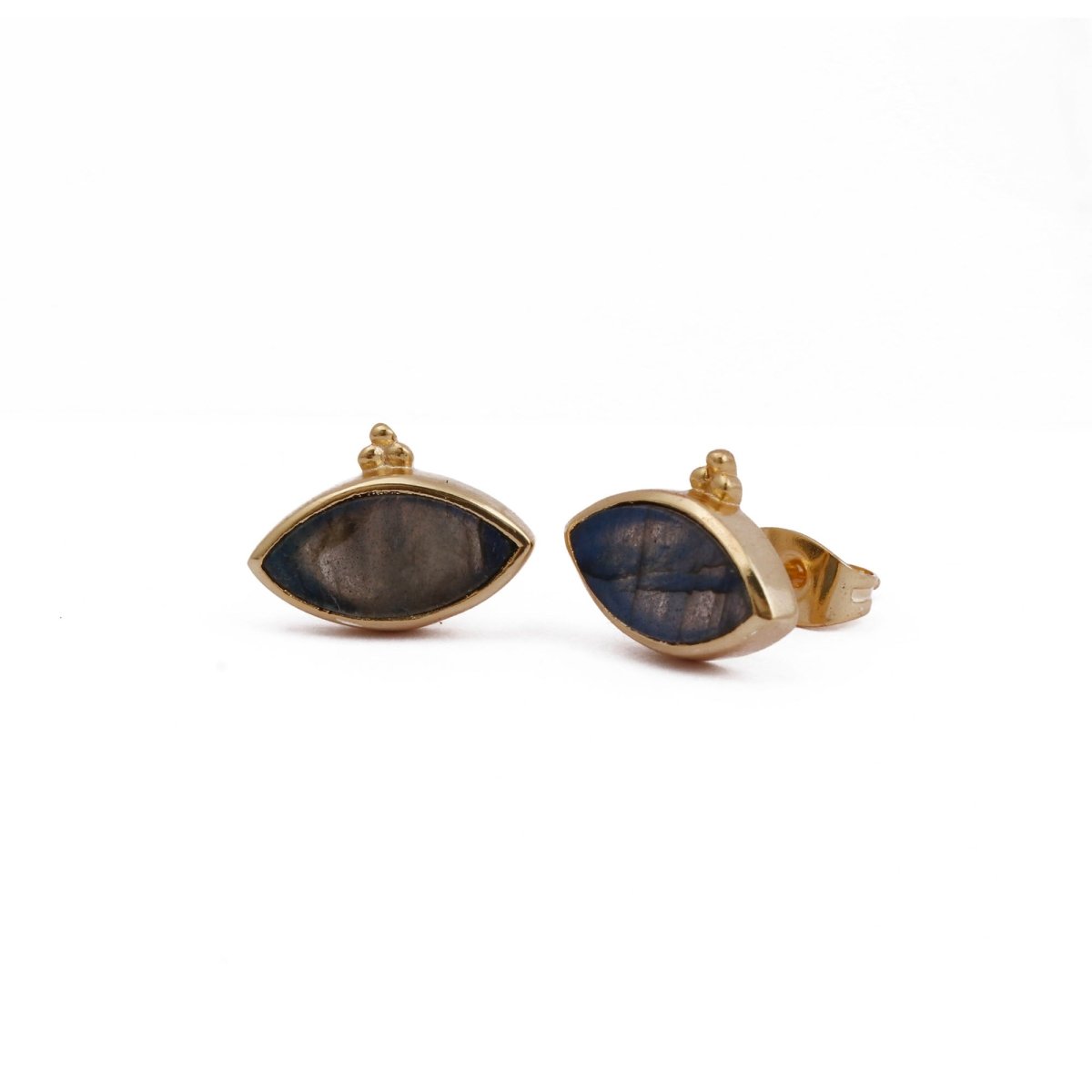 Labradorite Stud Earring Gold Plated Marquise Shape Gemstone Earring Labradorite