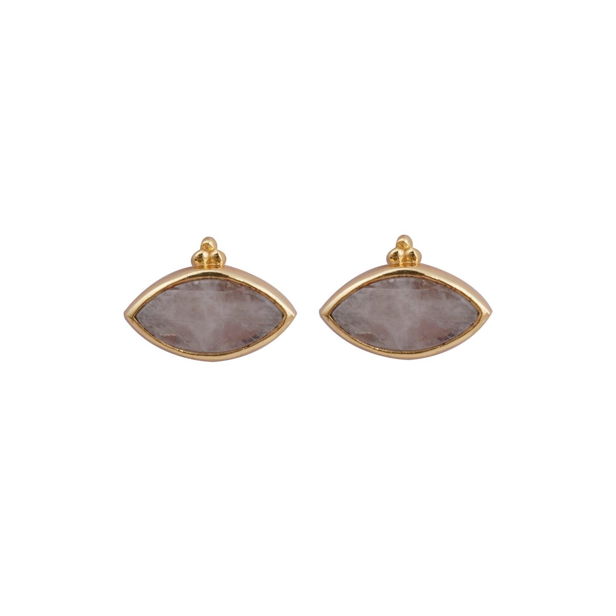 Labradorite Stud Earring Gold Plated Marquise Shape Gemstone Earring