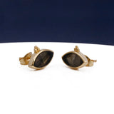 Labradorite Stud Earring Gold Plated Marquise Shape Gemstone Earring