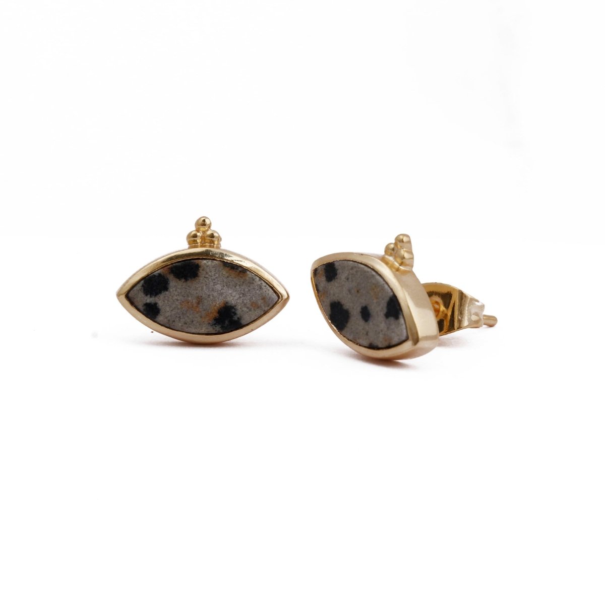Labradorite Stud Earring Gold Plated Marquise Shape Gemstone Earring