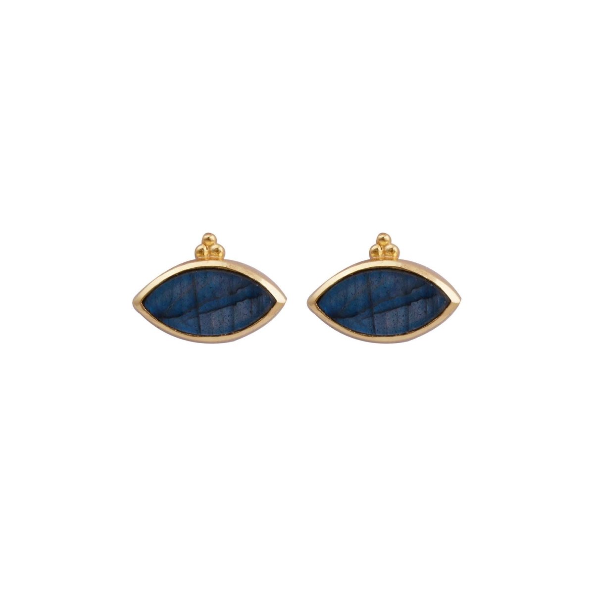 Labradorite Stud Earring Gold Plated Marquise Shape Gemstone Earring