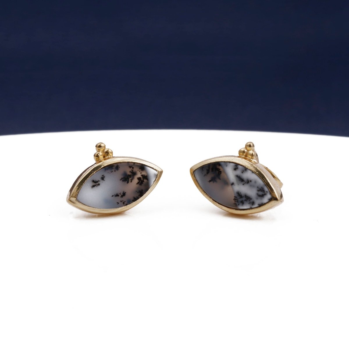Labradorite Stud Earring Gold Plated Marquise Shape Gemstone Earring