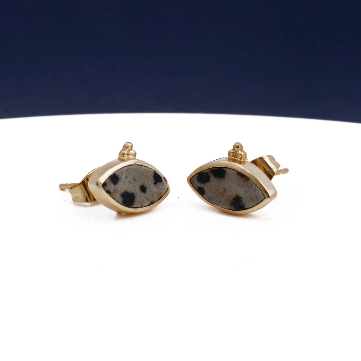 Labradorite Stud Earring Gold Plated Marquise Shape Gemstone Earring
