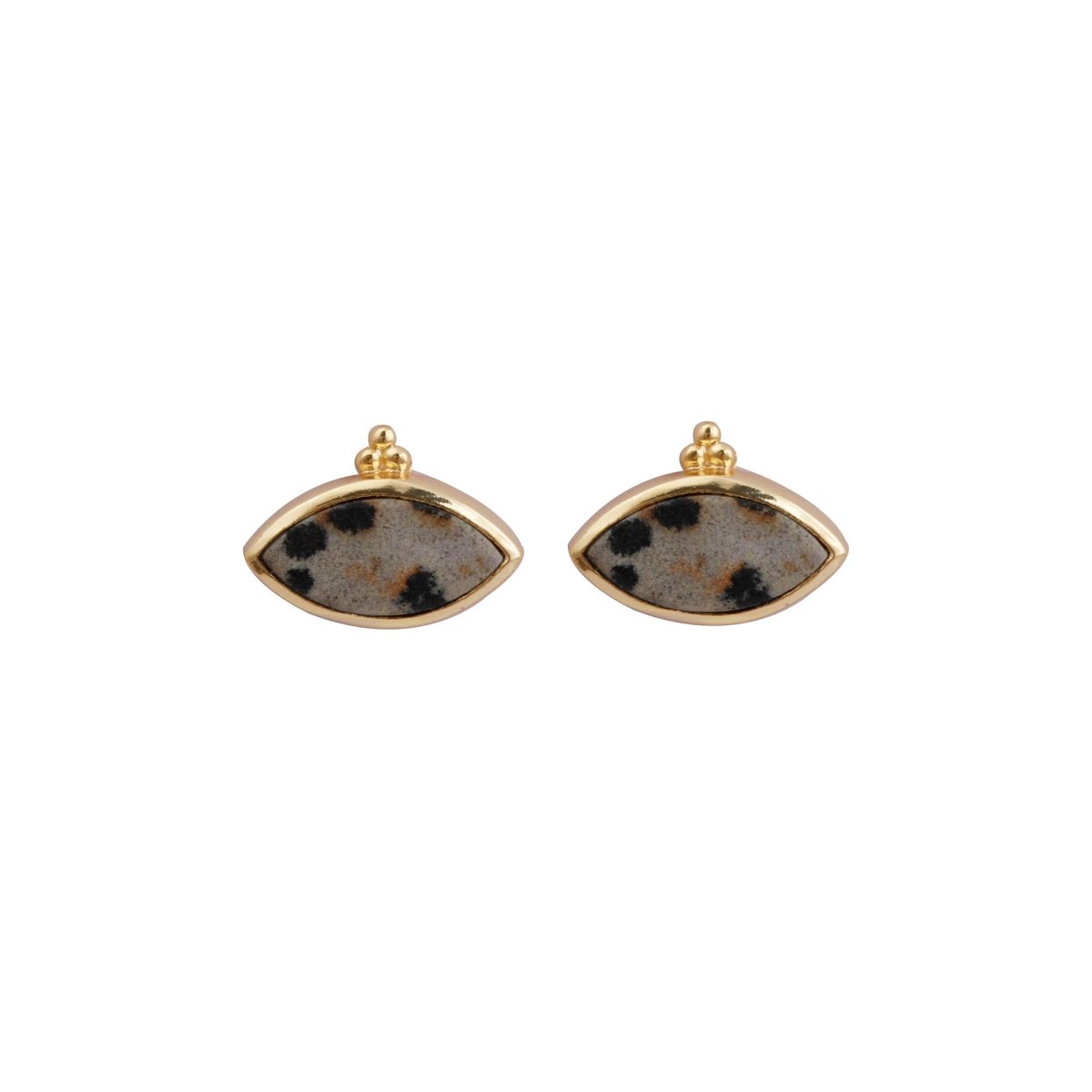 Labradorite Stud Earring Gold Plated Marquise Shape Gemstone Earring