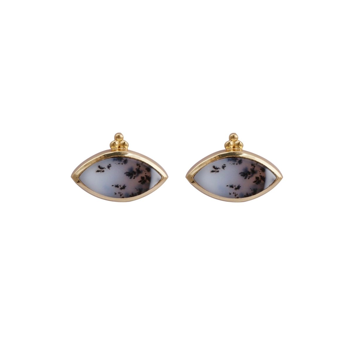 Labradorite Stud Earring Gold Plated Marquise Shape Gemstone Earring