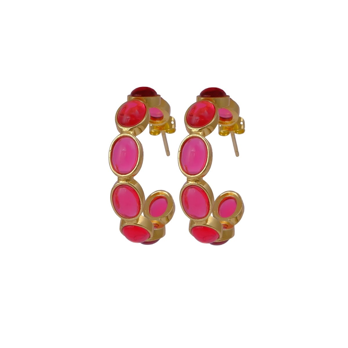 Lapis Lazuli Stud Hoop Earrings – Elegant Gold Minimalist Design CE - 1005