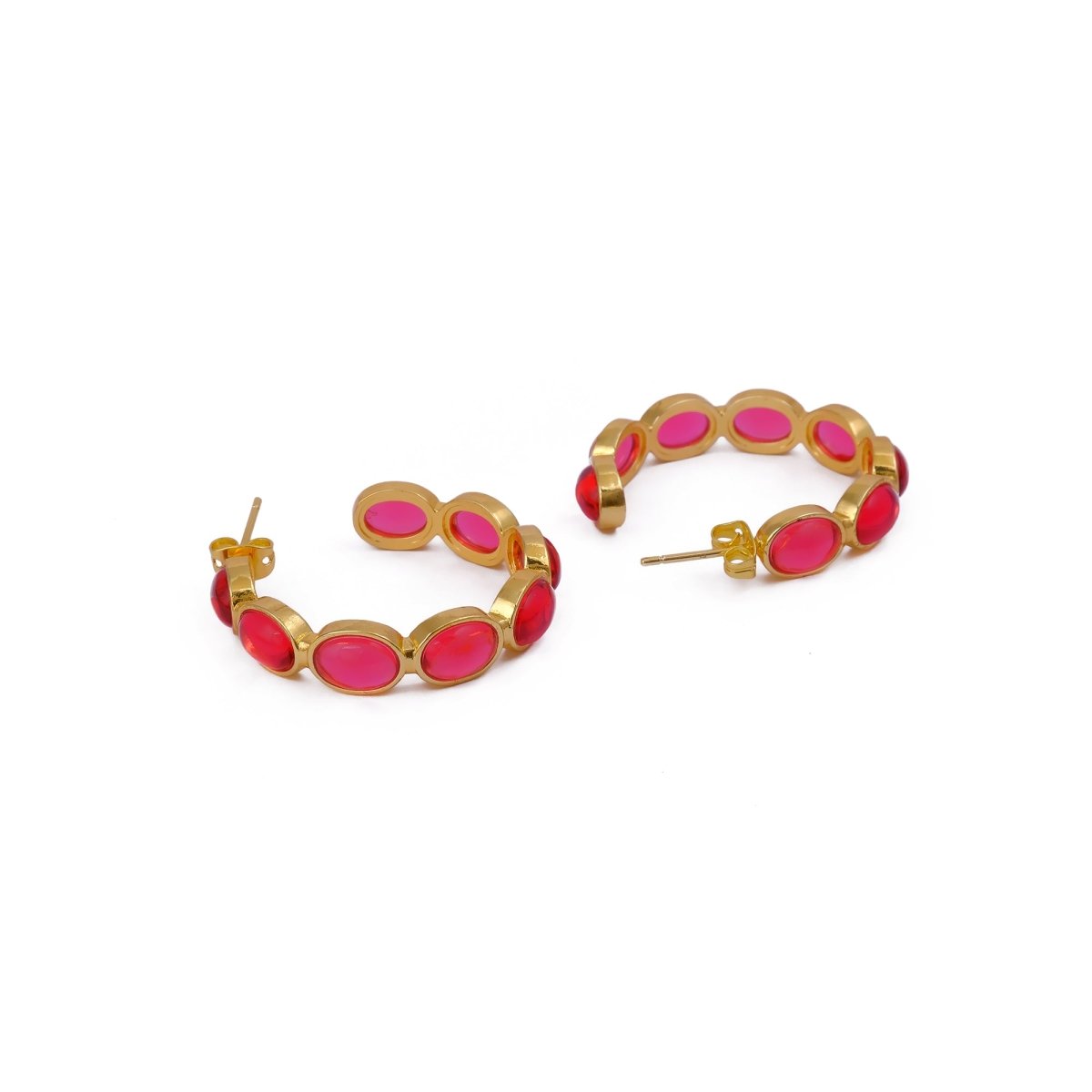 Lapis Lazuli Stud Hoop Earrings – Elegant Gold Minimalist Design CE - 1005