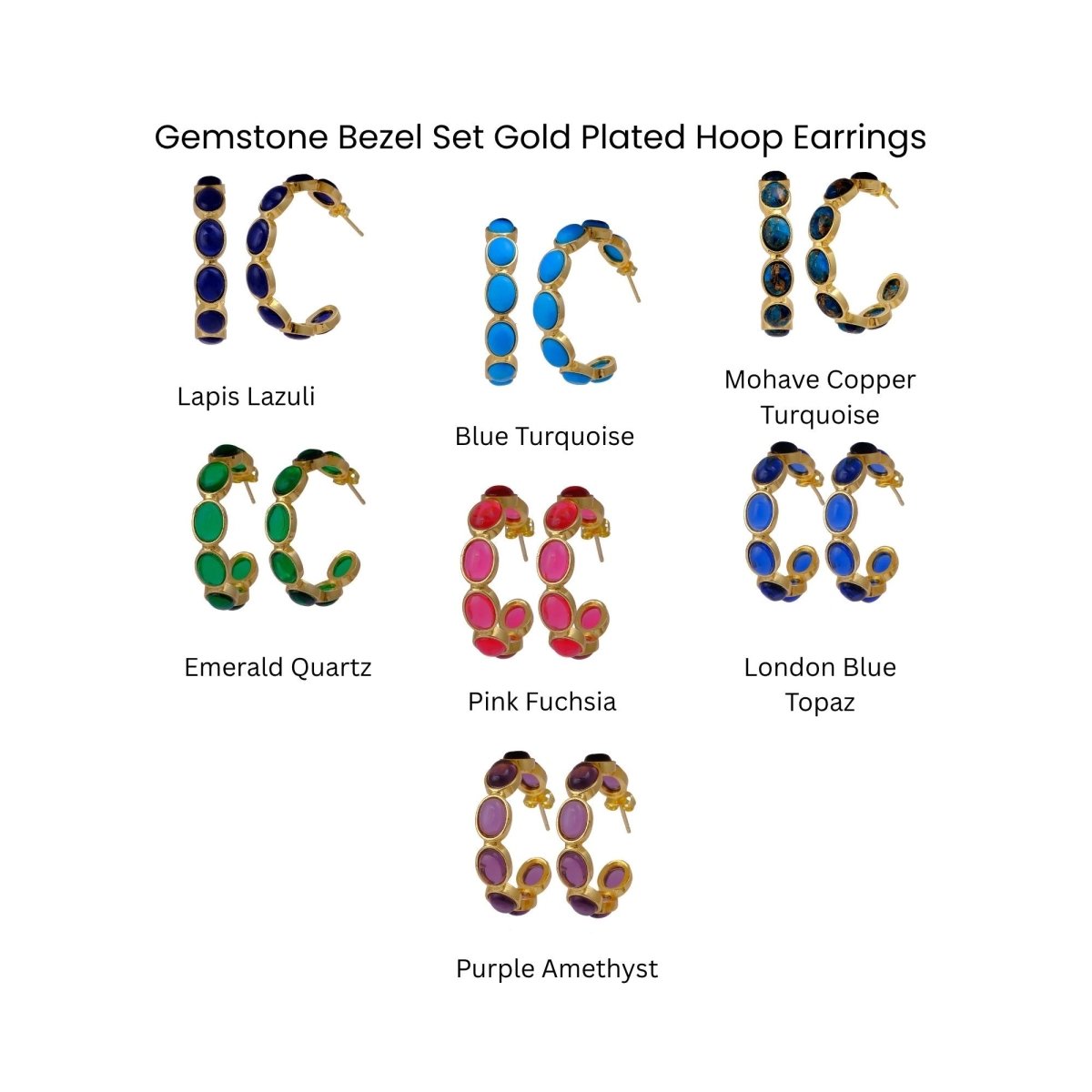 Lapis Lazuli Stud Hoop Earrings – Elegant Gold Minimalist Design CE - 1005