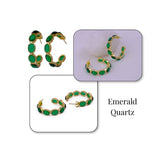 Lapis Lazuli Stud Hoop Earrings – Elegant Gold Minimalist Design CE - 1005