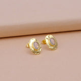 London Blue Topaz Gemstones Studs Gold Plated Hammered Style Stud Earrings Opalite