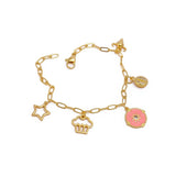 Lucky Charm Bracelet for Women, Gold Plated Bohemian Chain Bracelet 5382 Style 3.