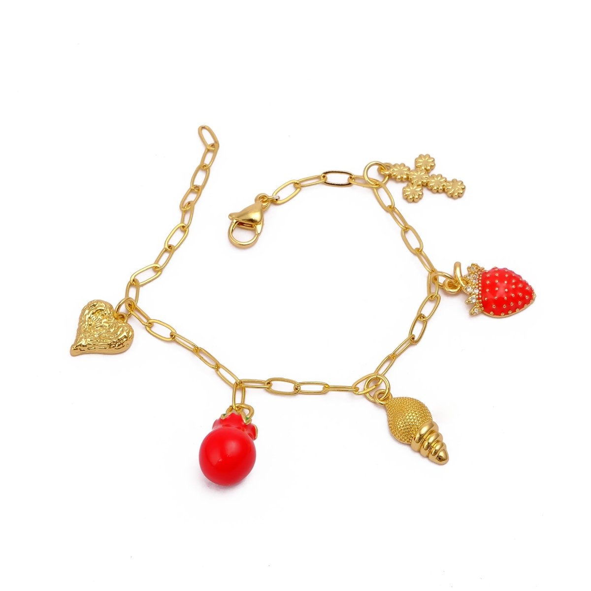 Lucky Charm Bracelet for Women, Gold Plated Bohemian Chain Bracelet 5382 Style 4.
