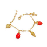 Lucky Charm Bracelet for Women, Gold Plated Bohemian Chain Bracelet 5382 Style 4.