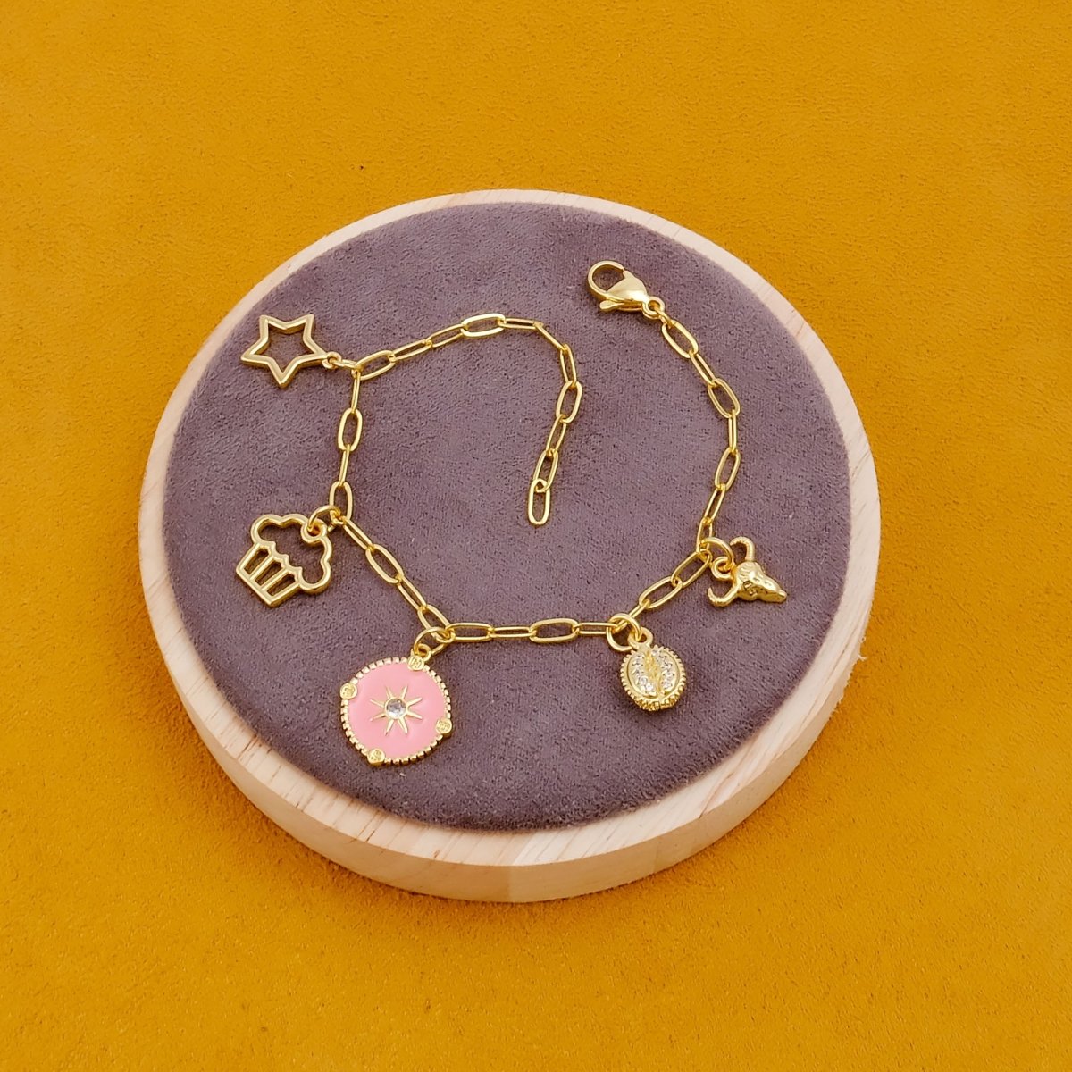 Lucky Charm Bracelet for Women, Gold Plated Bohemian Chain Bracelet 5382