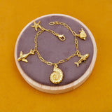 Lucky Charm Bracelet for Women, Gold Plated Bohemian Chain Bracelet 5382 Style 1.