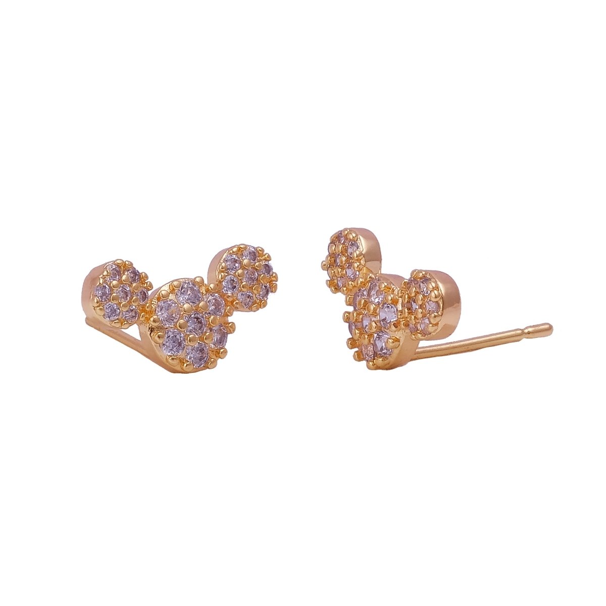 Mickey Mouse Gold Stud Earrings – Crystal Pave Design Disney-Inspired Jewelry for Women