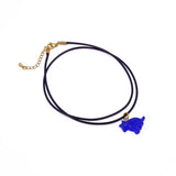 Minimal Animal Necklace, Green Gemstone Carved Pendant Black Cord Jewelry 5255 Blue