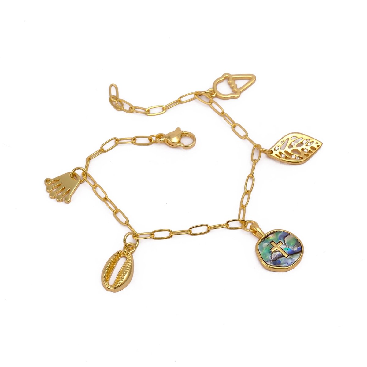 Minimal Gold Charm Bracelet, Aesthetic Jewelry Gift for Her 5382 Style 1.