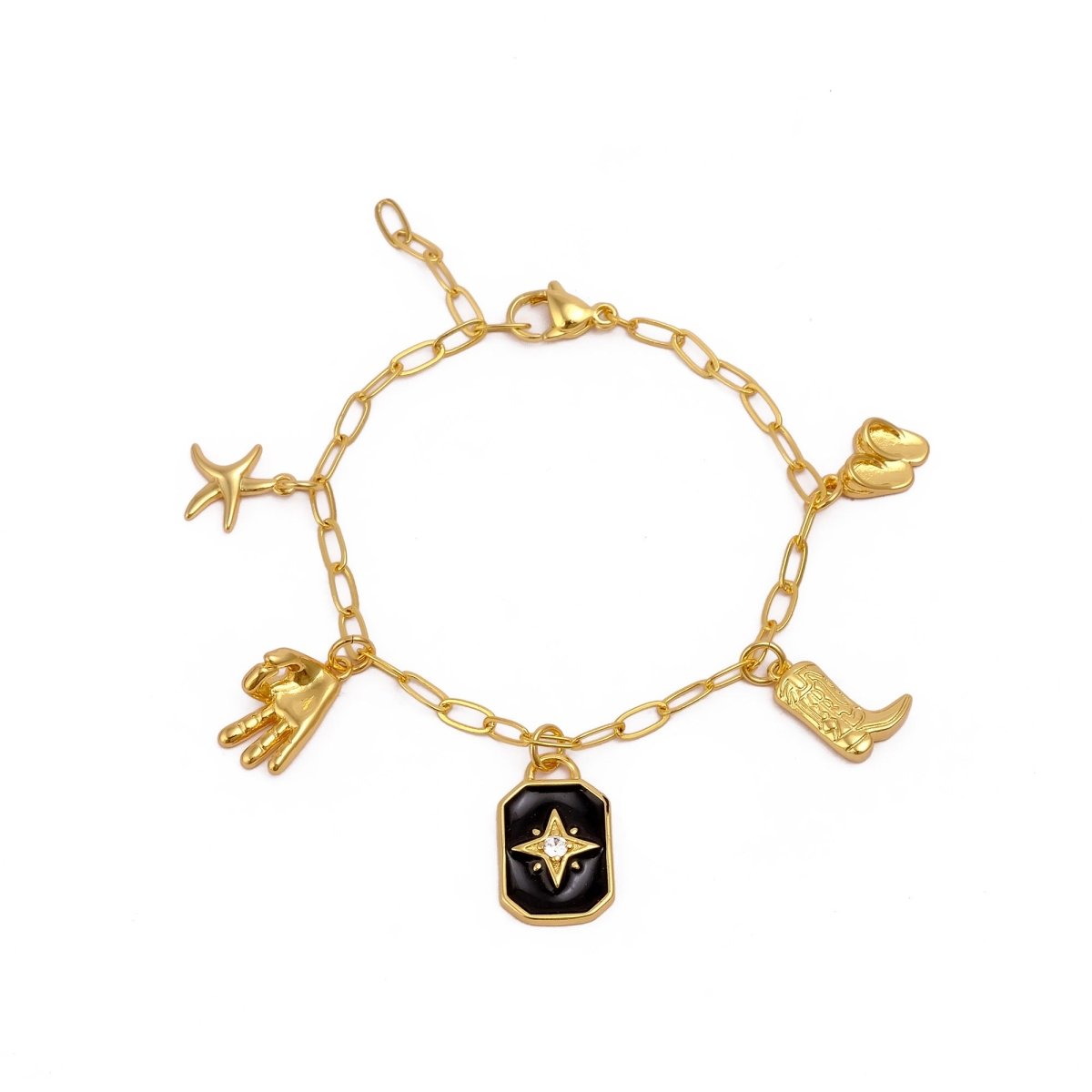Minimal Gold Charm Bracelet, Aesthetic Jewelry Gift for Her 5382