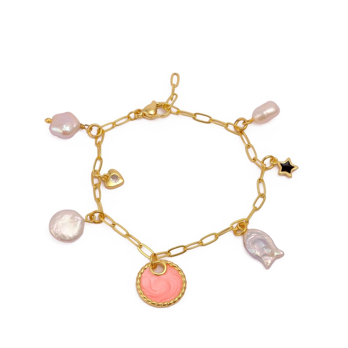 Minimal Gold Charm Bracelet, Aesthetic Jewelry Gift for Her 5382