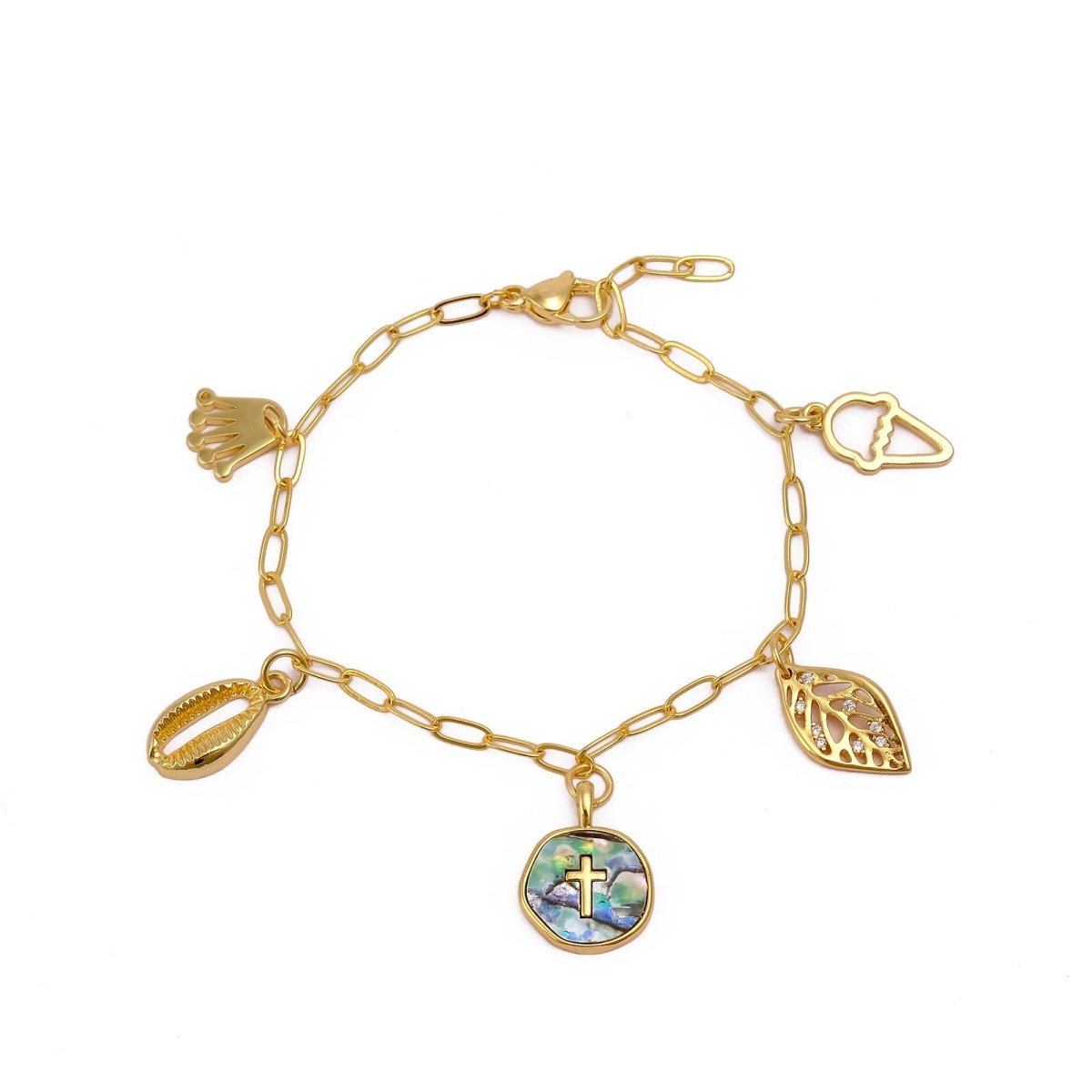 Minimal Gold Charm Bracelet, Aesthetic Jewelry Gift for Her 5382