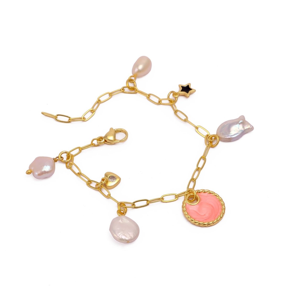 Minimal Gold Charm Bracelet, Aesthetic Jewelry Gift for Her 5382 Style 2.