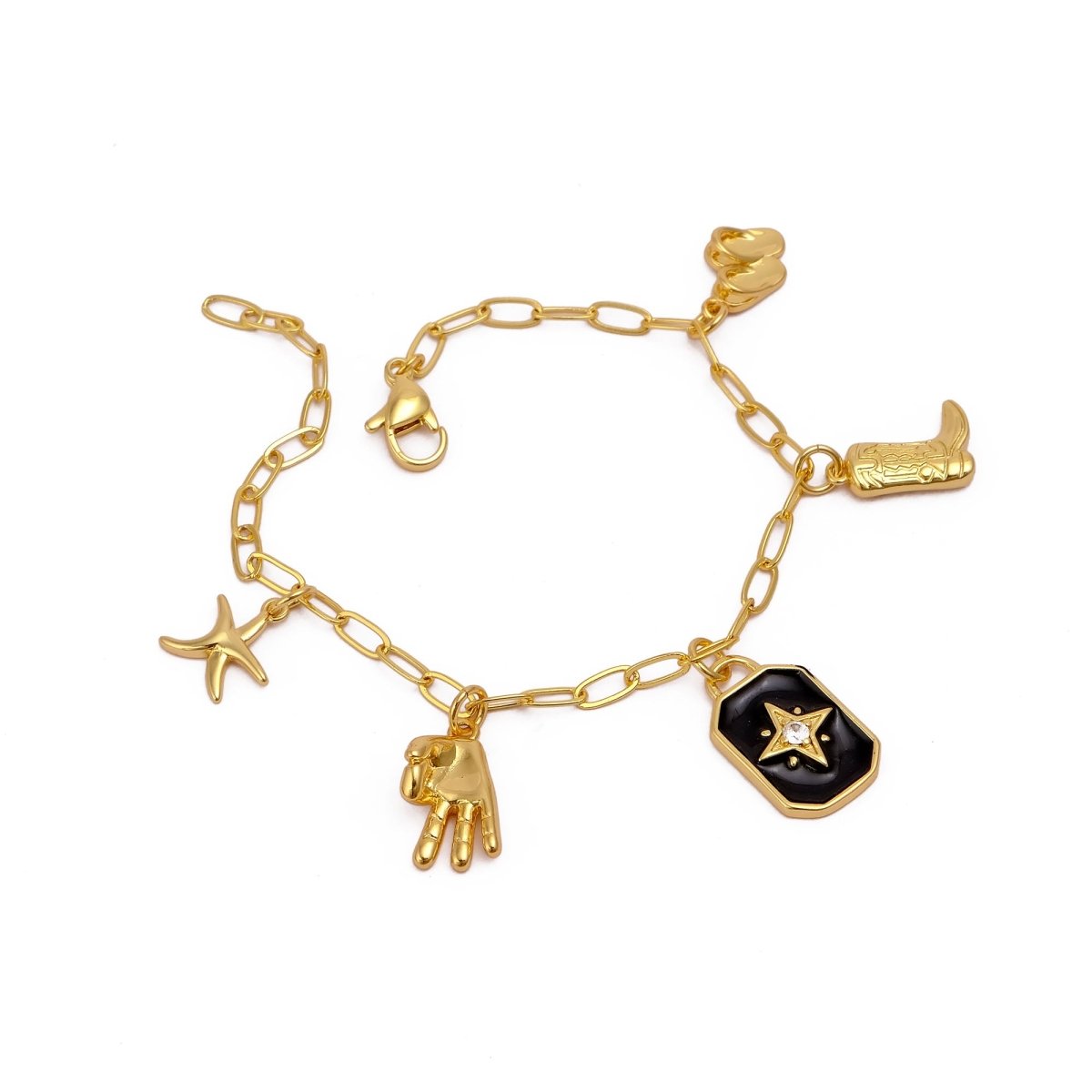Minimal Gold Charm Bracelet, Aesthetic Jewelry Gift for Her 5382 Style 4.