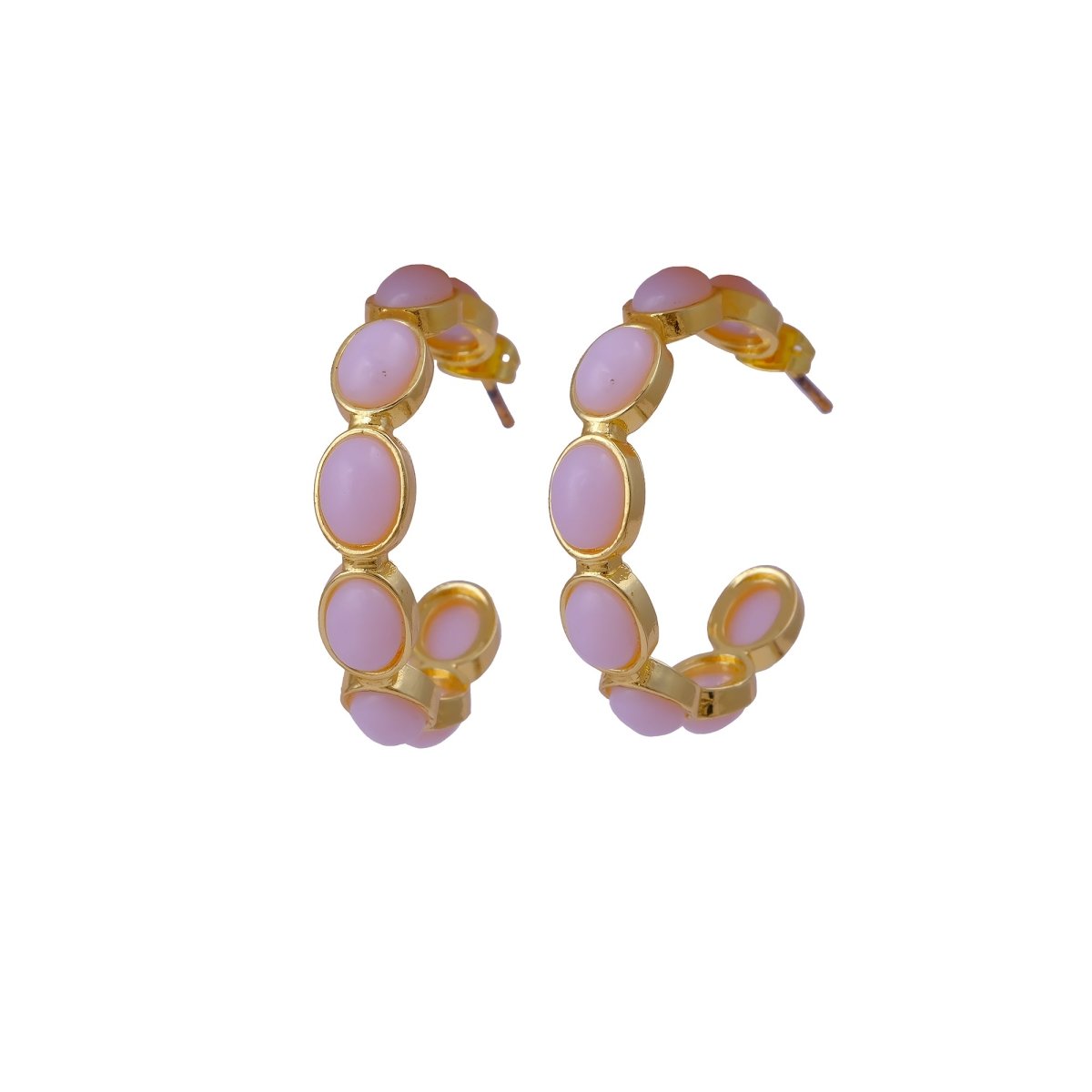 Minimal Red Onyx Hoop Earrings, Handmade Gold Plated Jewelry, Gift for Her CE-1005