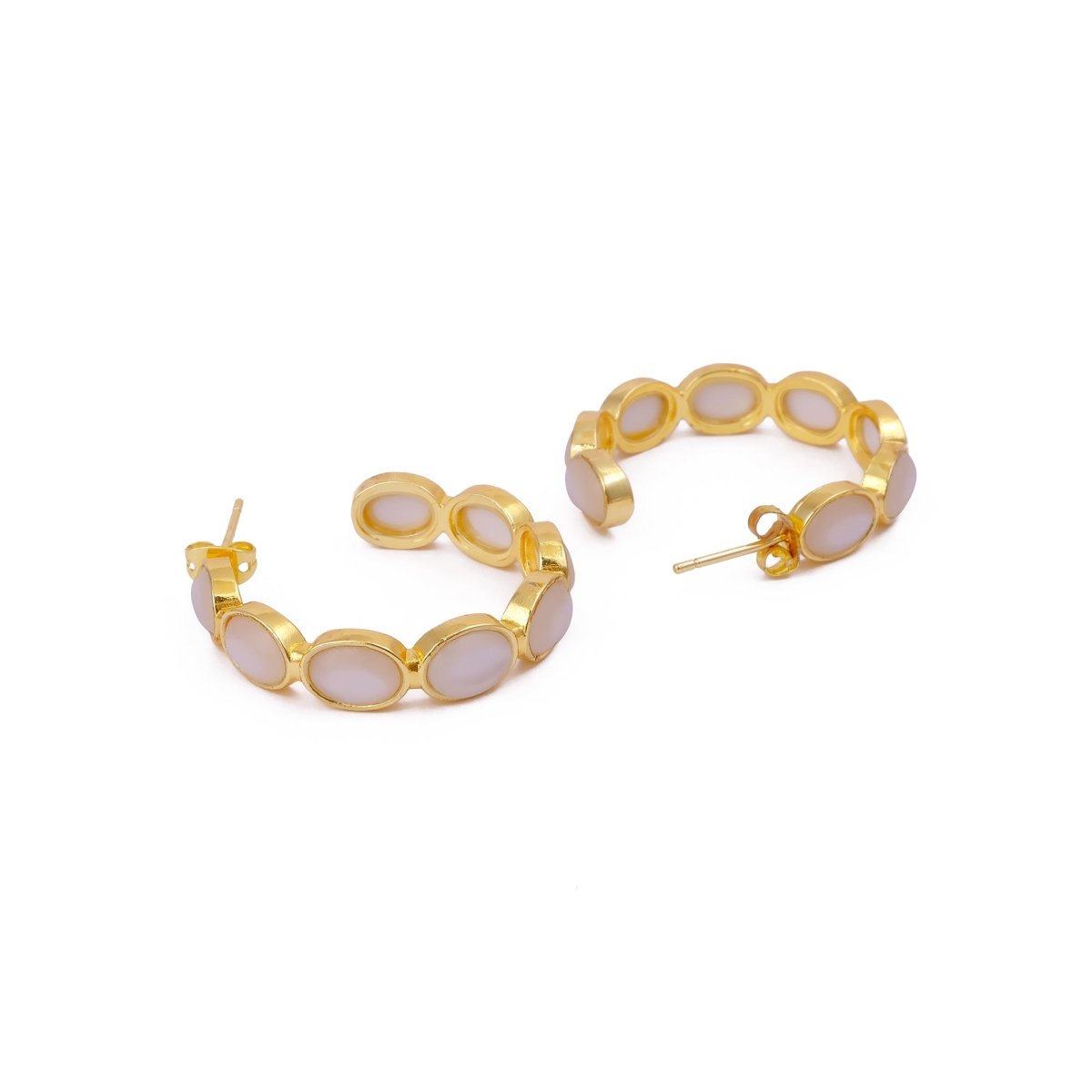 Minimal Red Onyx Hoop Earrings, Handmade Gold Plated Jewelry, Gift for Her CE-1005